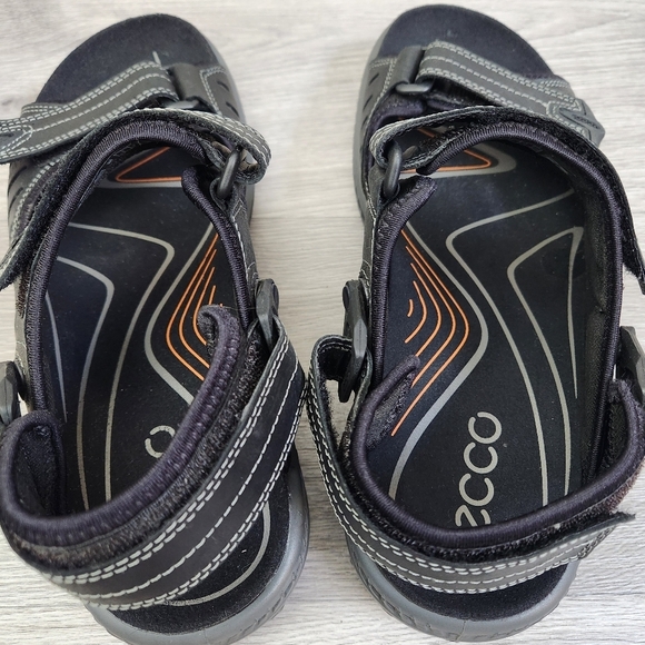 Ecco Black Sandals 41 Terra II Style Men Adjustable Hoop and Loop Outdoor Trail - Picture 13 of 15